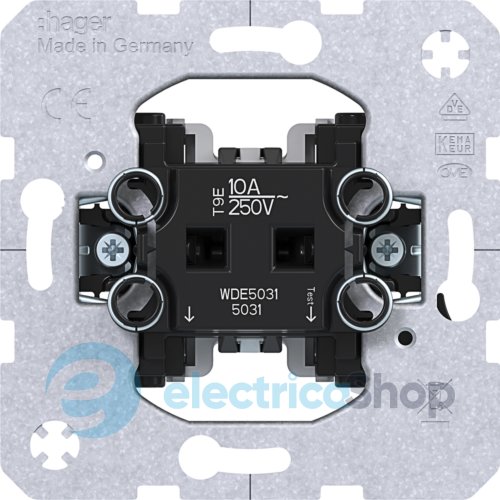 Механизм кнопки 1-кл. 1НО-контакт 10A/250V, автомат. клеммы Hager WDE5031