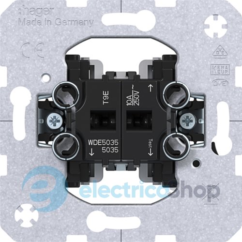 Механизм кнопки 2-кл. 2НО-контакт 10A/250V, автомат. клеммы Hager WDE5035