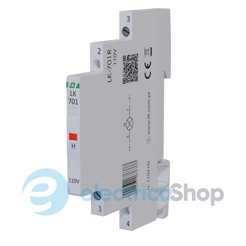 Индикатор напряжения 110V/AC+N, 1хLED, DIN, F&F LK-701R-110V, красный