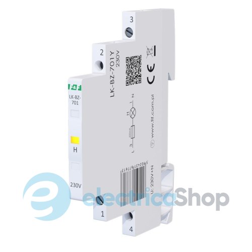 Индикатор напряжения 230V/AC+N, 1хLED, DIN,, встроенный предохранитель, F&F LK-BZ-701Y, желтый