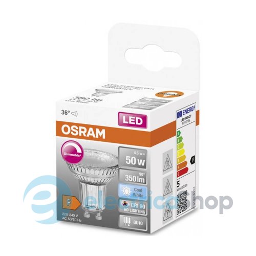 Лампа светодиодная Osram Superstar PAR 16 50 4.5W 4000K GU10 LED 4058075798120