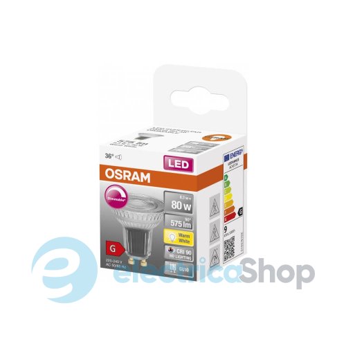 Лампа светодиодная Osram PAR 16 8.3W 2700 K 575Lm GU10 LED 4058075433663