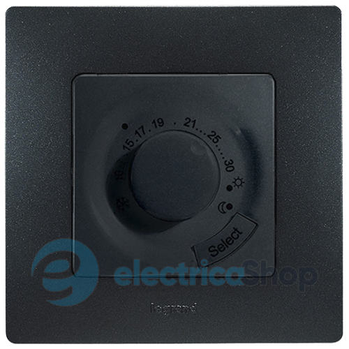 Термостат для теплої підлоги, Legrand – «Etika» колір «антрацит»