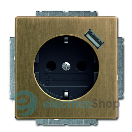 Розетка електрична з USB-виходом SCHUKO ДИНАСТІЯ® ABB, колір «Латунь антична»
