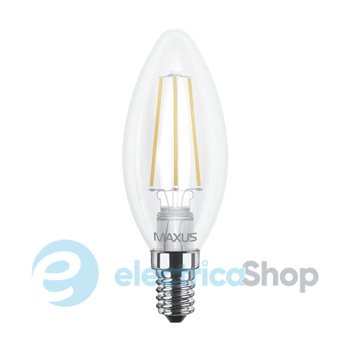 Світлодіодна лампа MAXUS Filament, C37, 4W 3000K E14 (1-LED-537)