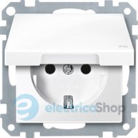Розетка із заземленням з кришкою IP44 MTN2314-0319 Merten SM білий глянцевий