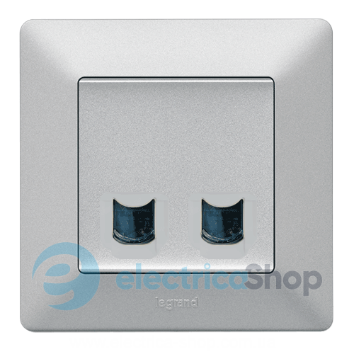 Розетка компьютерная двойная RJ45 UTP 5cat., Valena Life, цвет алюминий