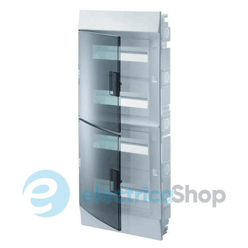 Шкаф электрический IP41 Mistral встроенный 48 модулей, прозрачные двери, с винтовыми N/PE клеммами на 64 подключения.