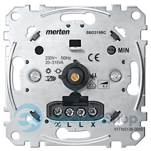Механизм поворотно-нажимного светорегулятора 20-315 Вт для емкостной нагрузки (RC) MTN5136-0000
