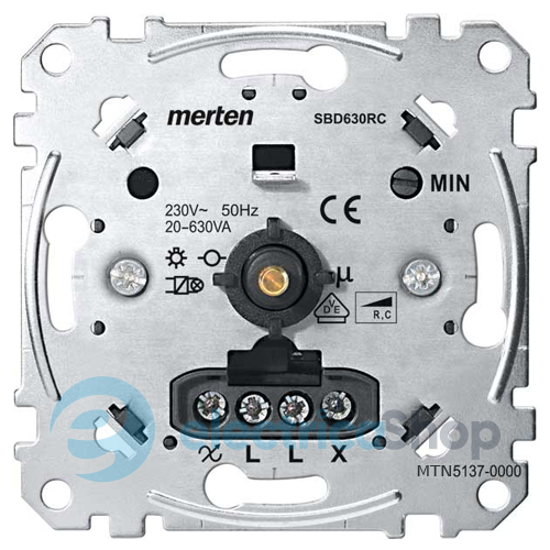 Механизм поворотно-нажимного светорегулятора 60-630 Вт для емкостной нагрузки (RC) MTN5137-0000
