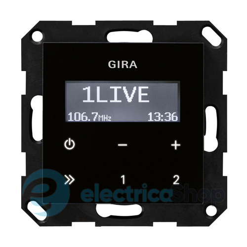 Радіо з функцією RDS, System 55, Gira 228405 зовнішній вигляд чорного скла