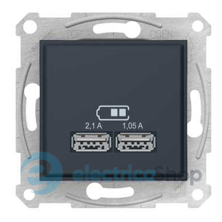 Розетка USB 2,1A Asfora EPH2700271 антрацит