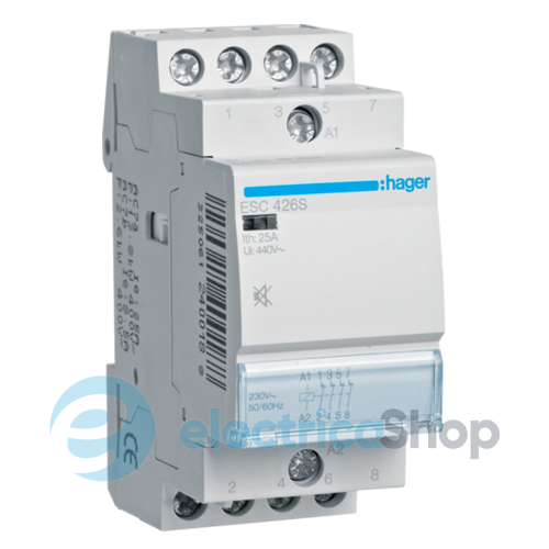 Контактор бесшумный 25A, 4Н.З, 230V, Hager ESC426S