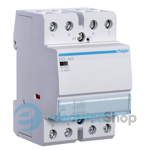Контактор 63A, 4НО, 12V, Hager ESL463