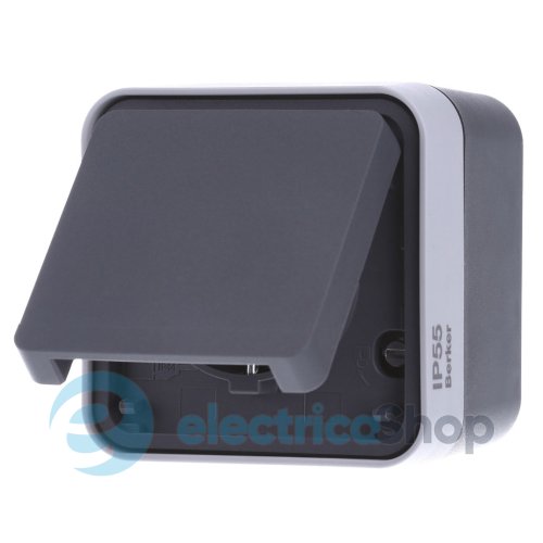 Розетка с з/к IP55, серый, 16А/250В W.1