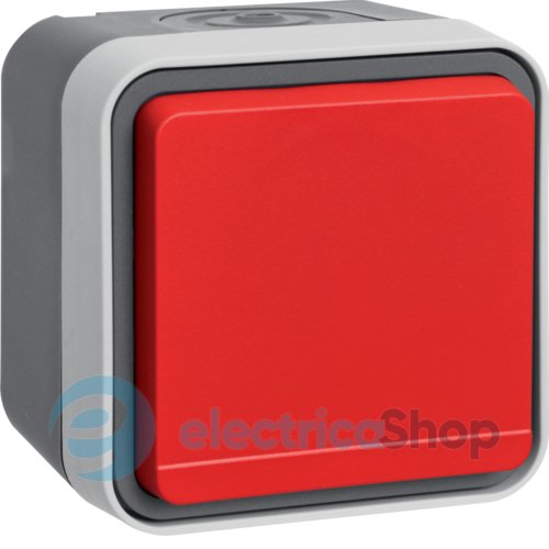 Розетка с з/к с красной крышкой IP55, серый, 16А/250В W.1