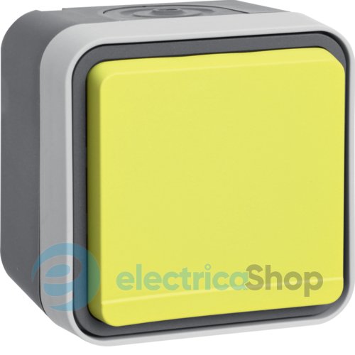 Розетка з з/к з жовтою кришкою IP55, сіра, 16А/250В W.1