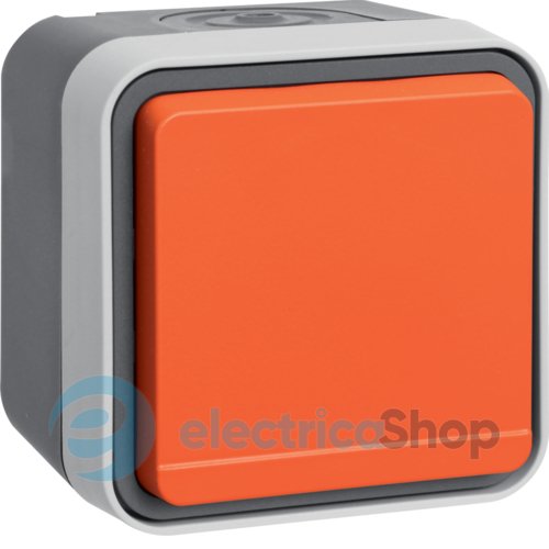 Розетка с з/к с оранжевой крышкой IP55, серый, 16А/250В W.1