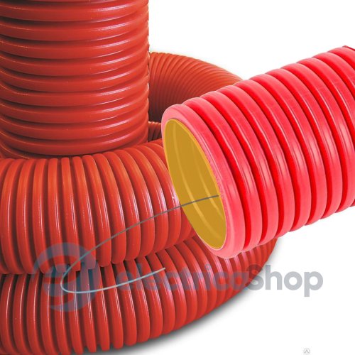 Труба гнучка двостінна електротехнічна &#8709;140/120, колір червоний/жовтий
