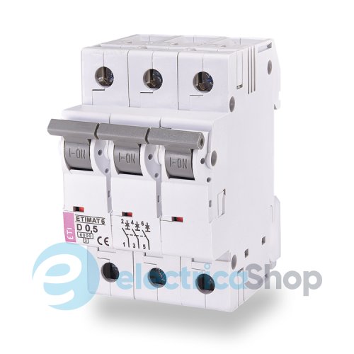Автоматичний вимикач ETI ETIMAT 6 3p B 2А (6 kA)