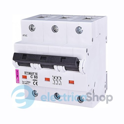 Автоматичний вимикач ETI ETIMAT 10 3p B 80А (20kA)