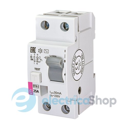 Реле дифференциальное (УЗО) EFI6-2 25/0,03 тип AC (6kA)