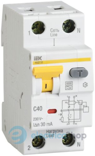 Диференційний автоматичний вимикач АВДТ32 C10 30мА IEK