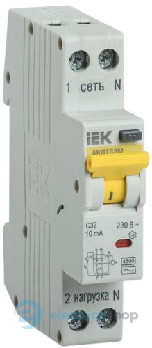 Автоматический выключатель дифференциального тока АВДТ32М В10 30мА IEK