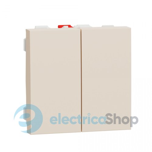 Переключатель 2-клавишный, 2 х сх. 6, 10 AX, 250 В, Unica New бежевый