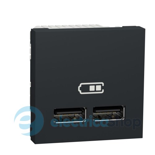 Розетка USB, 2-місна, 5 В / 2100 мА, Unica New антрацит