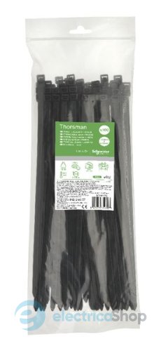 Хомут кабельный Thorsman 300х7.6 черный (100шт)