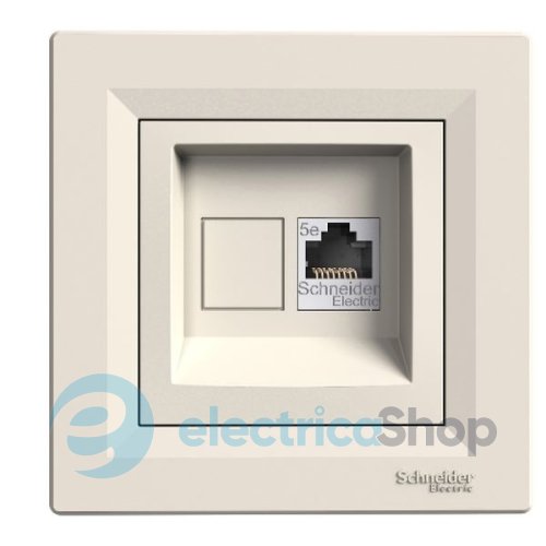 Розетка комп'ютерна 1-я RJ45 кат.5Е/STP екран «Asfora», (колір крем) EPH5000123