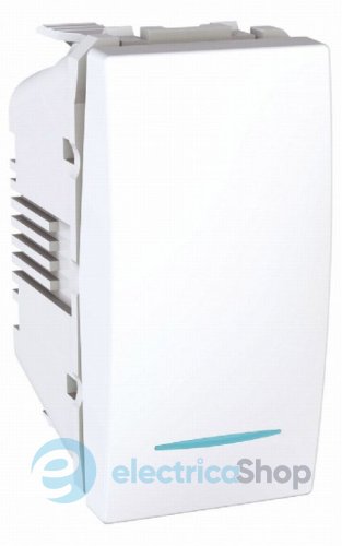 Переключатель проходной 1-кл c подсветкой «Unica» цвет белый, 1-модуль MGU3.103.18N