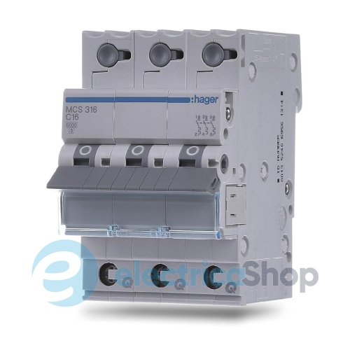 Автоматический выключатель QC 3-п, 6А, C, 6kA, Hager MCS306