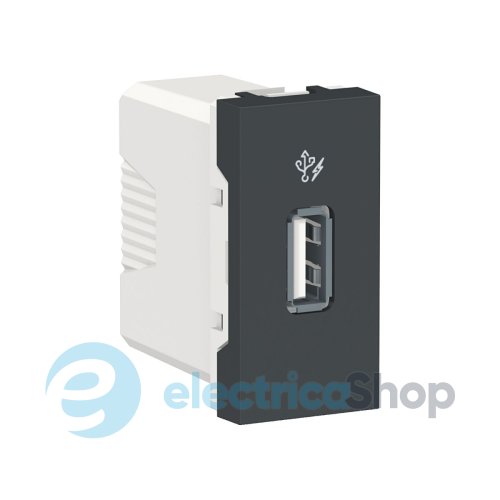 Розетка USB 1 модуль Unica New, NU342854, антрацит