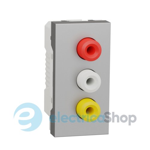 Розетка 3 RCA, 1 модуль Unica New, NU343130, алюміній