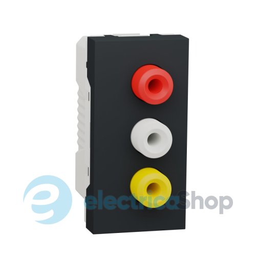 Розетка 3 RCA, 1 модуль Unica New, NU343154, антрацит
