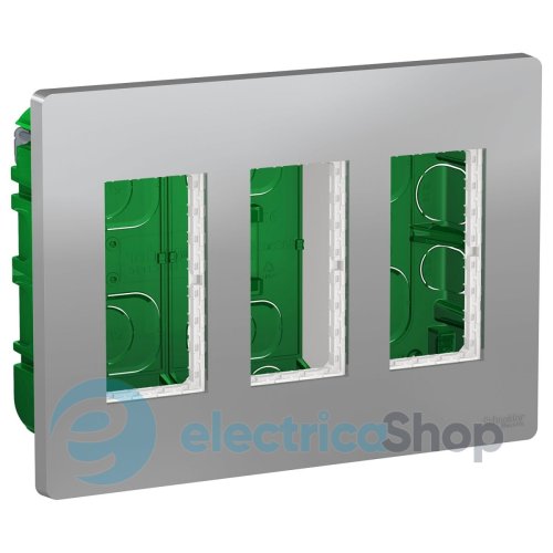 Блок unica system+ скытый монтаж 3х2, Unica New, NU173430, алюминий