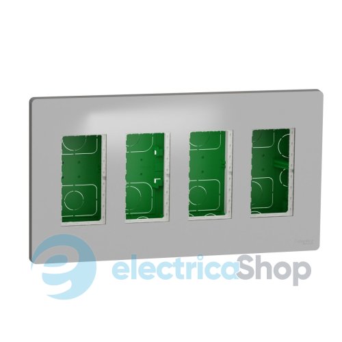 Блок unica system+ прих.вст. 4х2 . Unica New, NU174430, алюміній