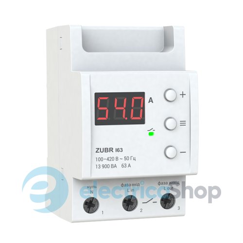 Реле струму ZUBR I63 63 А 1-ф, DIN