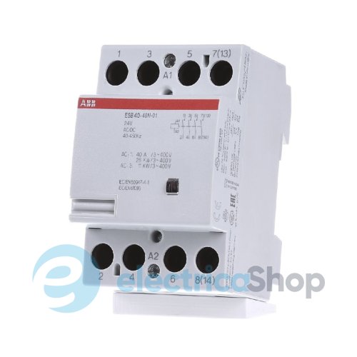 Контактор Abb ESB40-40N-01, 40А, 4Р, 4НO, 24V АC/DC