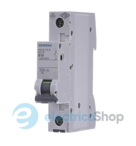Автоматичний вимикач SIEMENS 230/400V 6кА, 1-пол.,B, 16A (5SL6116-6)