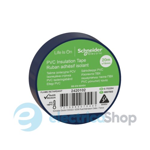 Изоляционная лента ПВХ 20 метров Schneider Electric 2420102, синий
