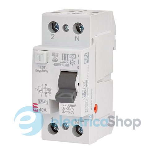 Реле диференційне (ПЗВ) 2р EFI-P2 40/0,03 тип A (10kA), ETI 2061112