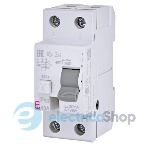 Реле диференційне (ПЗВ) 2р EFI6-P2 80/0,03 тип AC (6kA), ETI 2061254