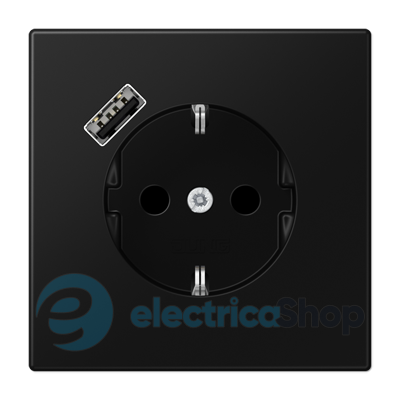Розетка з з/к і USB-портом типу A, JUNG LS1520-18ASWM чорний графіт матовий