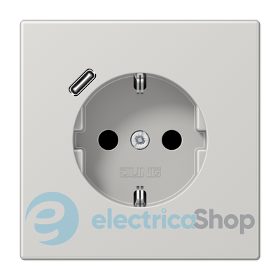 Розетка з з/к і USB-портом типу C (Quick Charge), JUNG LS1520-18CLG світло-сірий