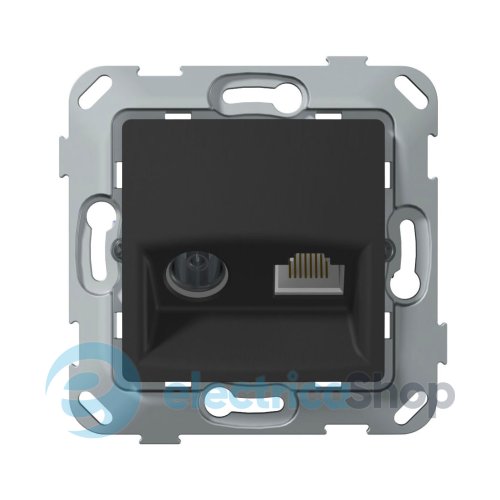 Розетка TV + компьютерная PLANK Nordic/Classic PLK0911241 Антрацит