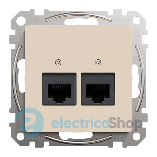 Комп'ютерна розетка 2-а. RJ45 кат. 5е UTP SE Sedna Design SDD112452 бежевий