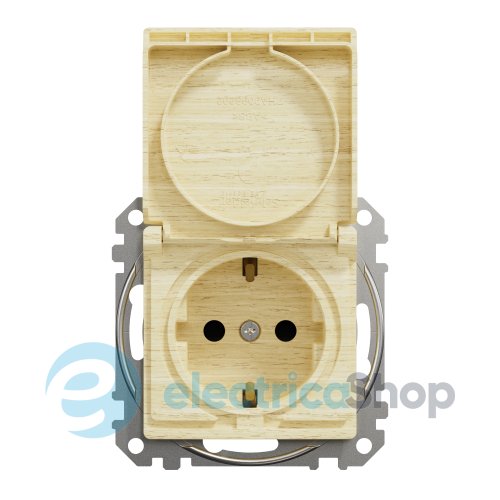 Розетка із з/к зі шторками з кришкою SE Sedna Elements SDD180024 береза